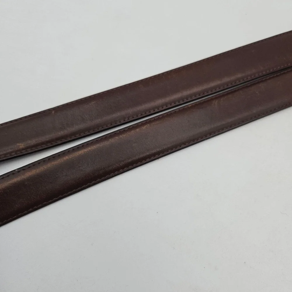 Claiborne Belt Brown Genuine Leather Mens 38 Brass Buckle